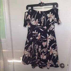 Charlotte Russe Pink and Cream Off The Shoulder Sundress